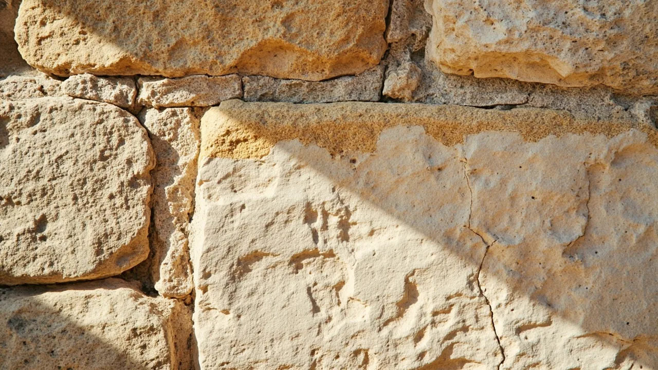 Pied de mur en pierre ancienne de Provence et enduit à la chaux