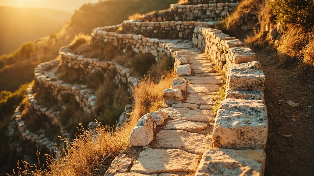 Mur en pierre sèche (restanque) dans un paysage de Provence